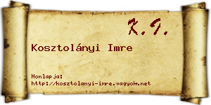 Kosztolányi Imre névjegykártya